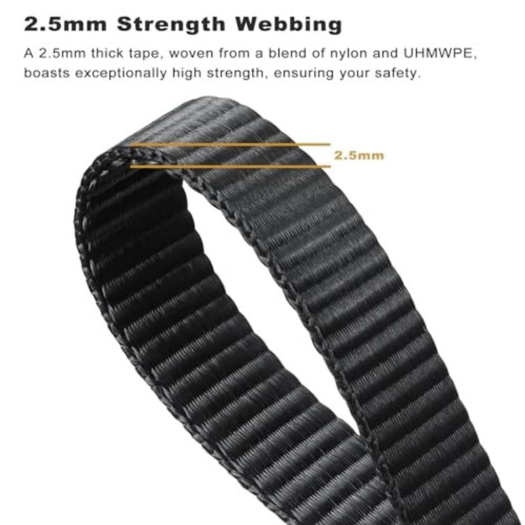 Black woven strap with 2.5mm thickness look and dense striped webbing texture