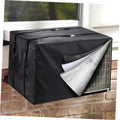 Black window air conditioner insulation cover with silver reflective panel on the side