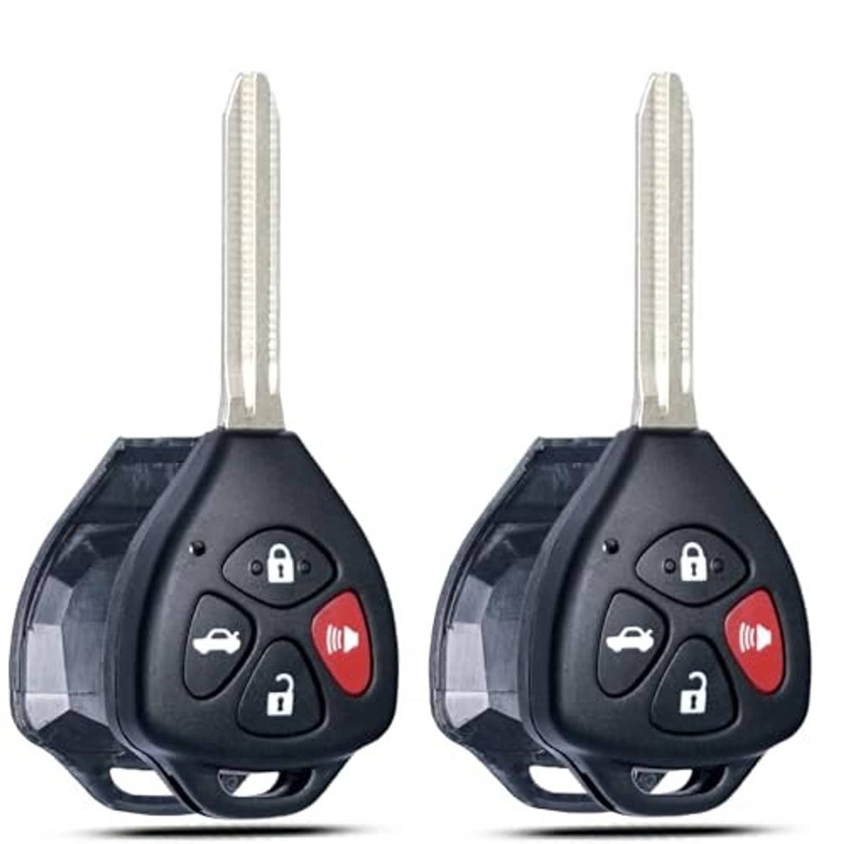 Black key fob shell replacement with metal key blade and accessory button icons
