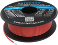 Red 18 AWG silicone insulated wire on black spool, tinned copper strands
