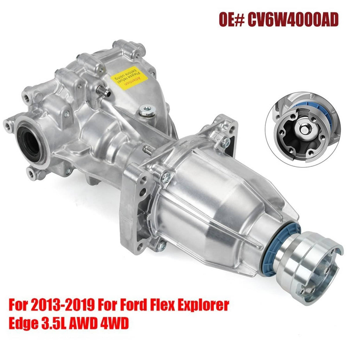 Rear differential assembly with silver metal housing, blue seal ring, and front flange.