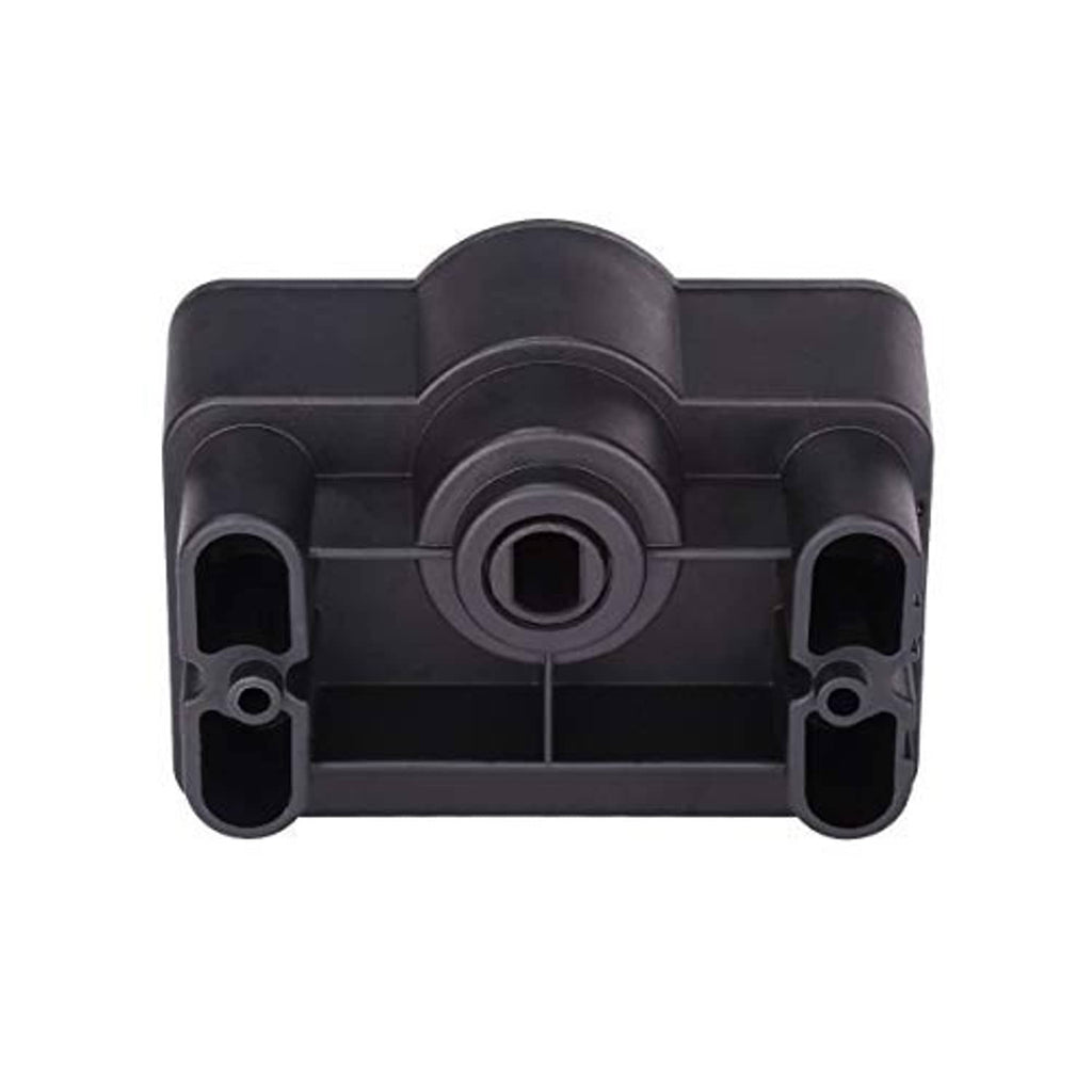 Black motor controller housing with circular center drive shaft and side mounting slots
