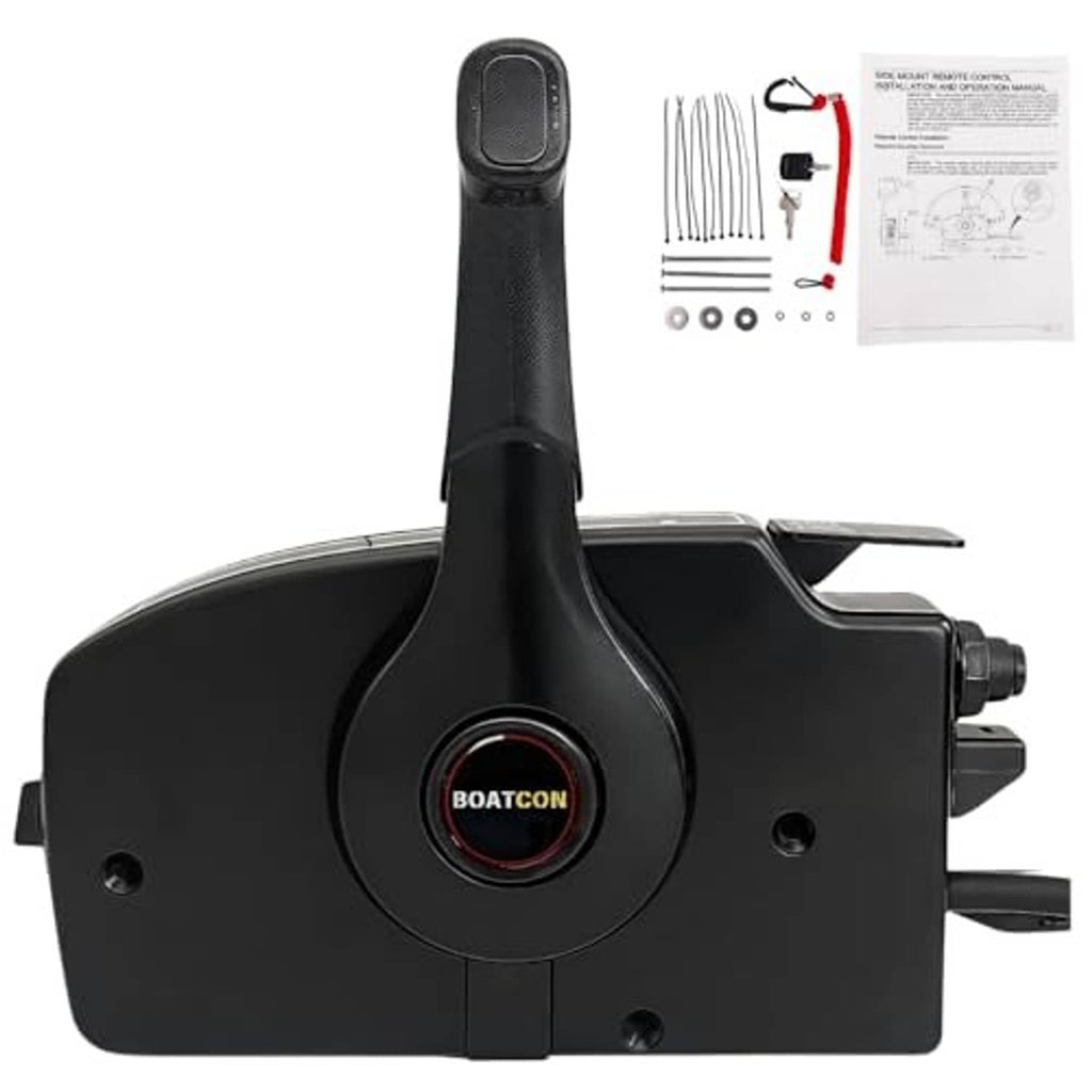 Black 8-pin side-mount outboard remote control box with lever and control housing