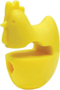 Yellow silicone chicken pot clip spoon rest with curved groove for spoons