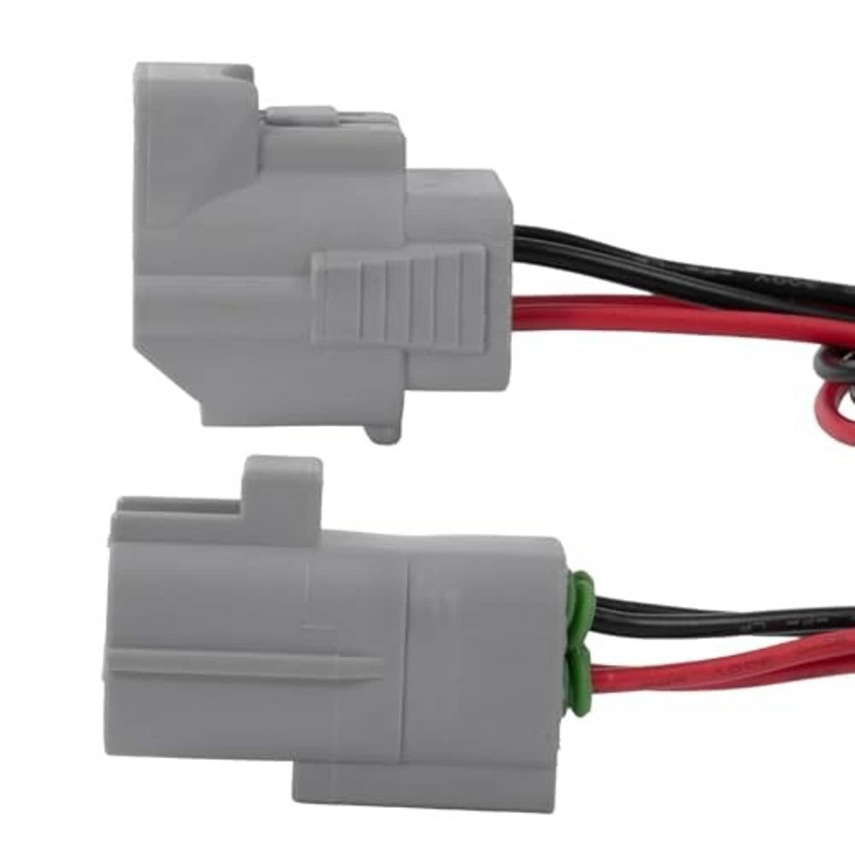 Gray 4-pin EFI connector adapters with red and black wires on a plug-side view