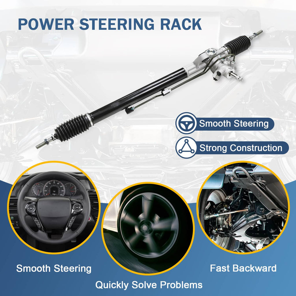 Power steering rack assembly with silver end yokes and black rack housing