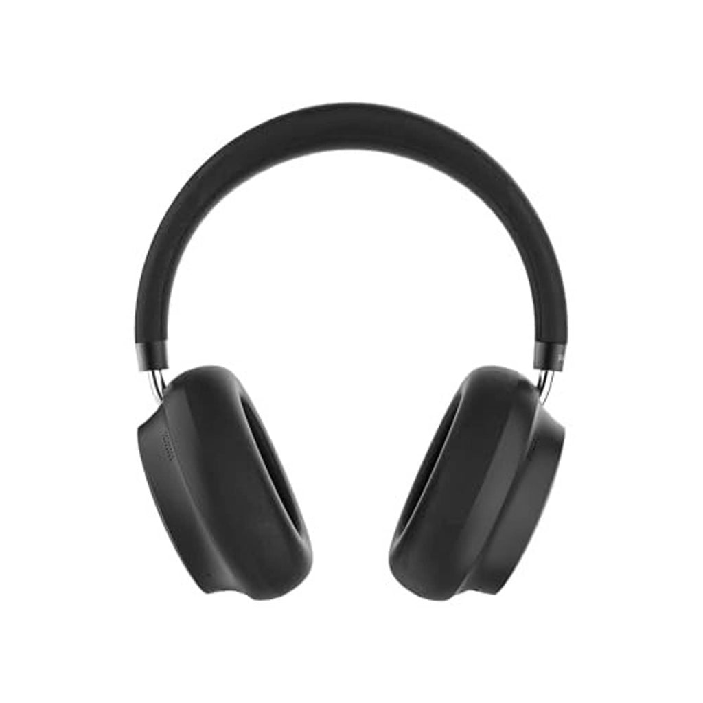 Black over-ear Bluetooth headphones with padded headband and cushioned earcups