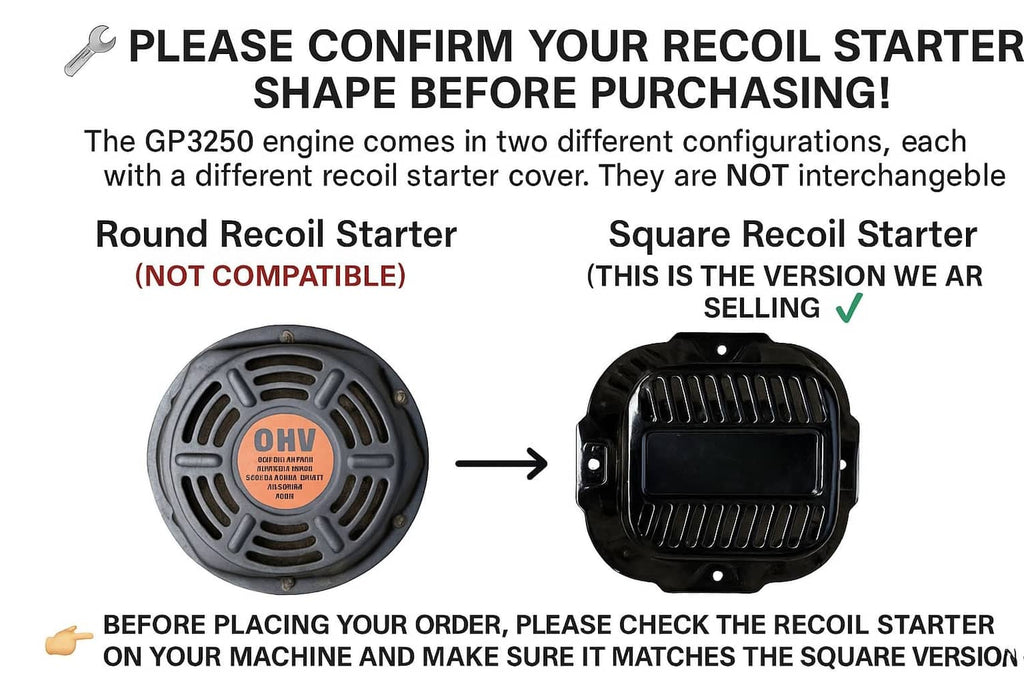 Square recoil starter cover compatibility comparison against round style