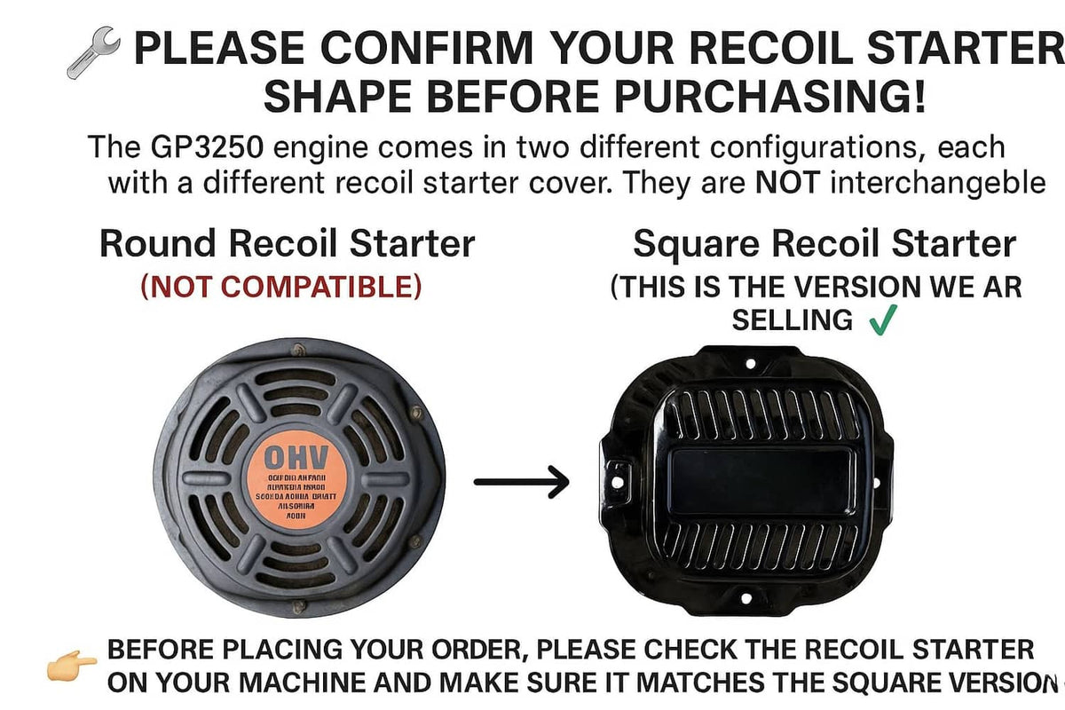 Square recoil starter cover compatibility comparison against round style