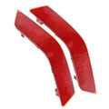 Pair of red rear bumper reflector inserts with mounting tabs, left and right sides