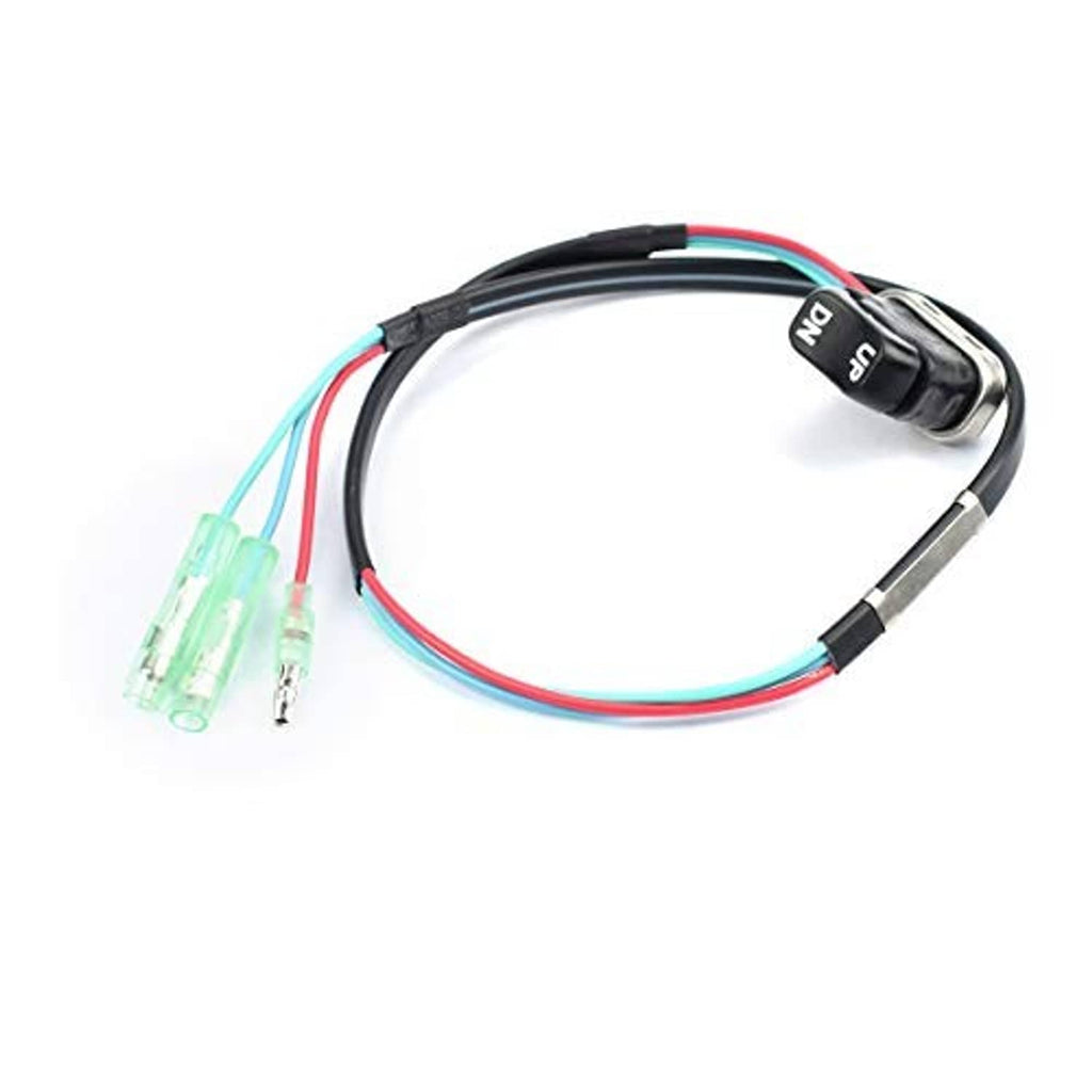 Tilt trim switch wiring harness with black UP/DN rocker and multicolor wiring with plugs