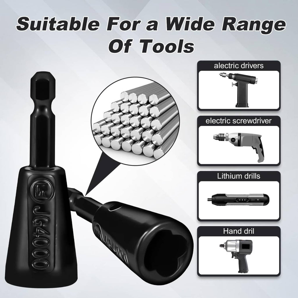 Black wire twister tool with drill attachment and metal wire twisting section