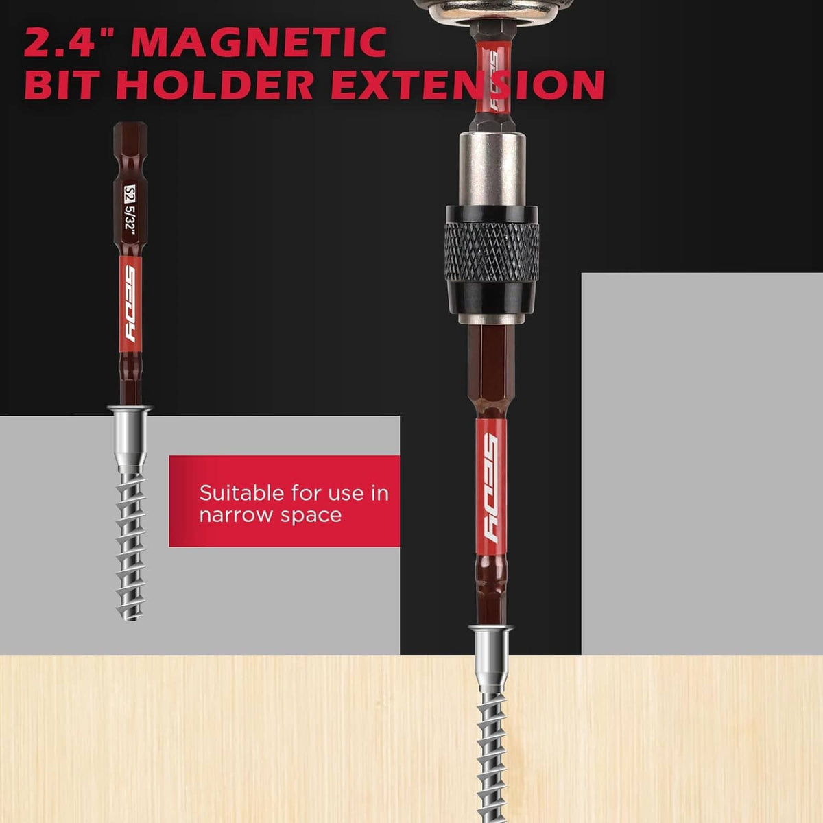 2.5in magnetic bit holder extension with 1/4in hex shank and Allen bit