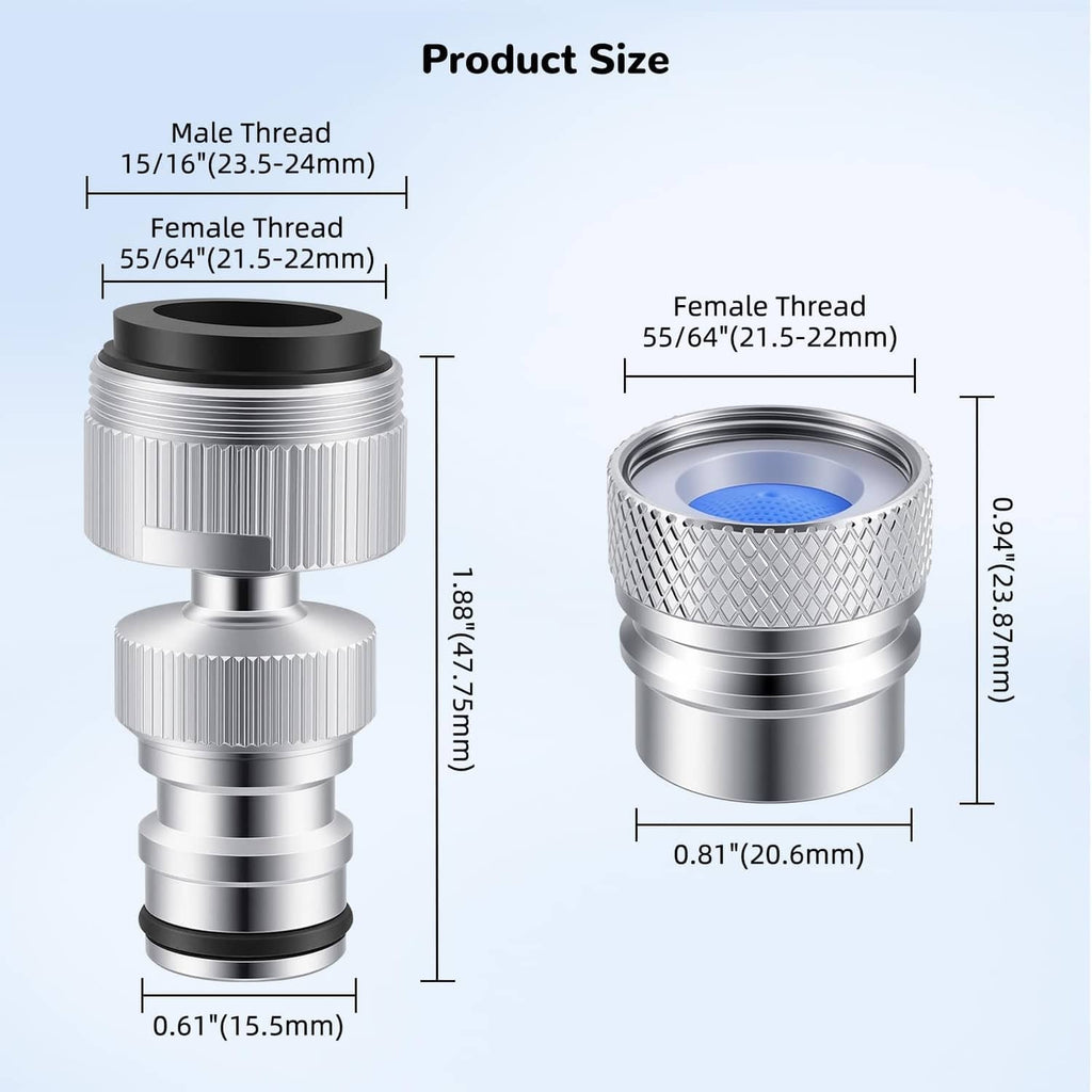 Chrome faucet adapter connector with black rubber seal ring