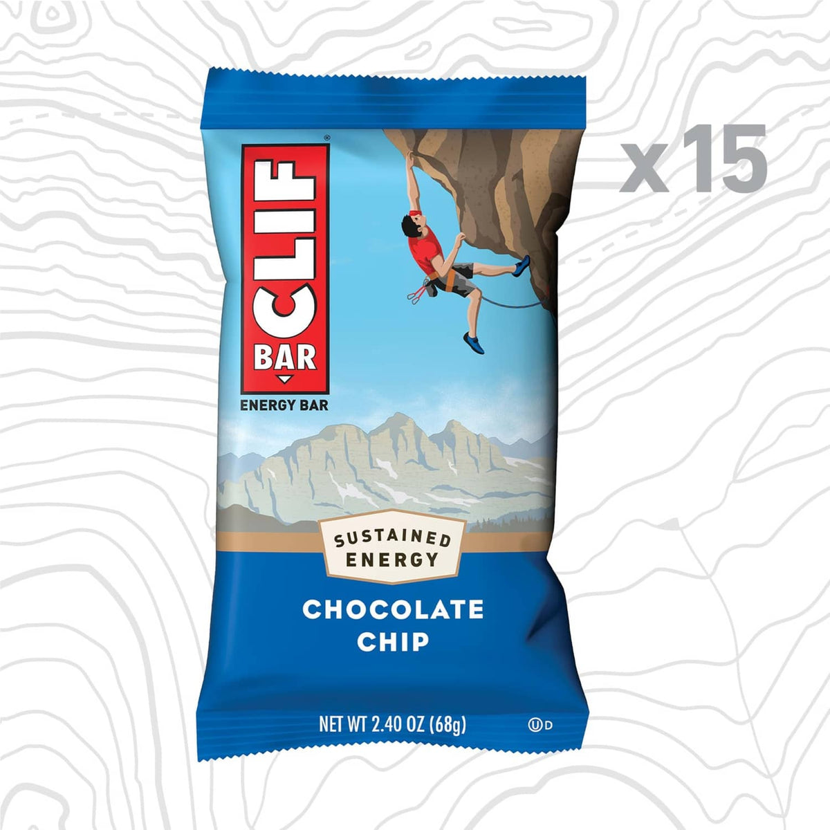 Chocolate chip energy bar single pack, blue wrapper with CLIF BAR logo