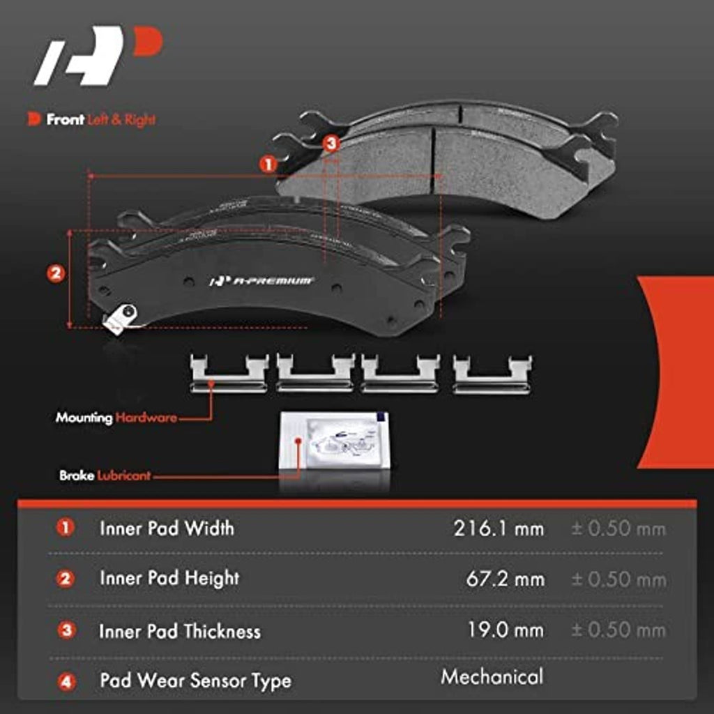 Ceramic front brake pads with backing plates and included shims and hardware