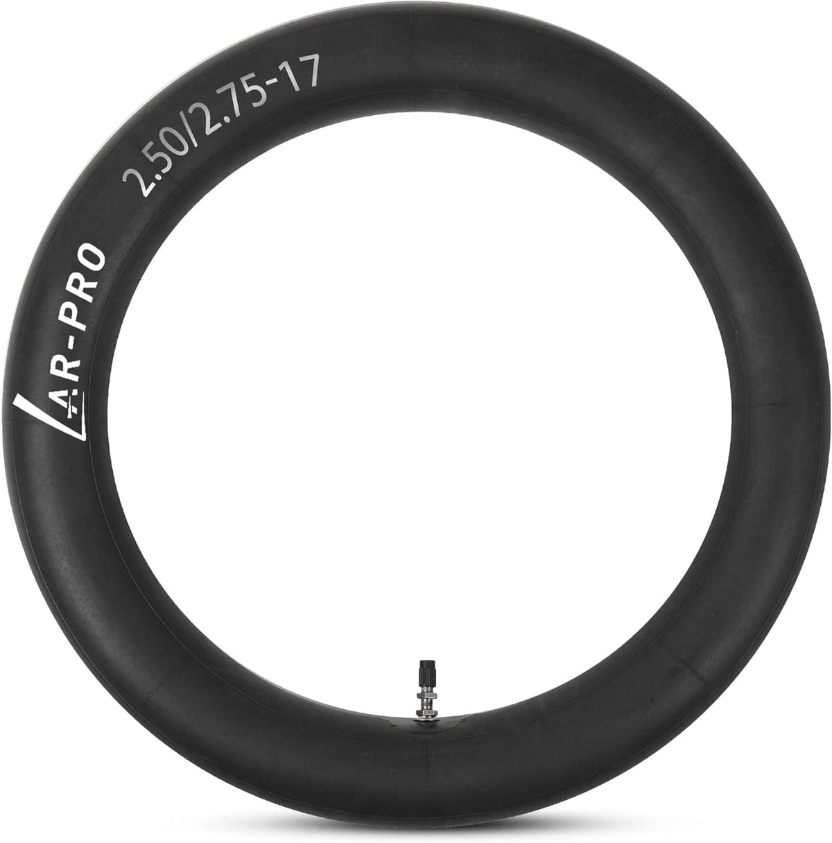 Dirt bike inner tube, black, 2.50/2.75-17 size with TR valve stem
