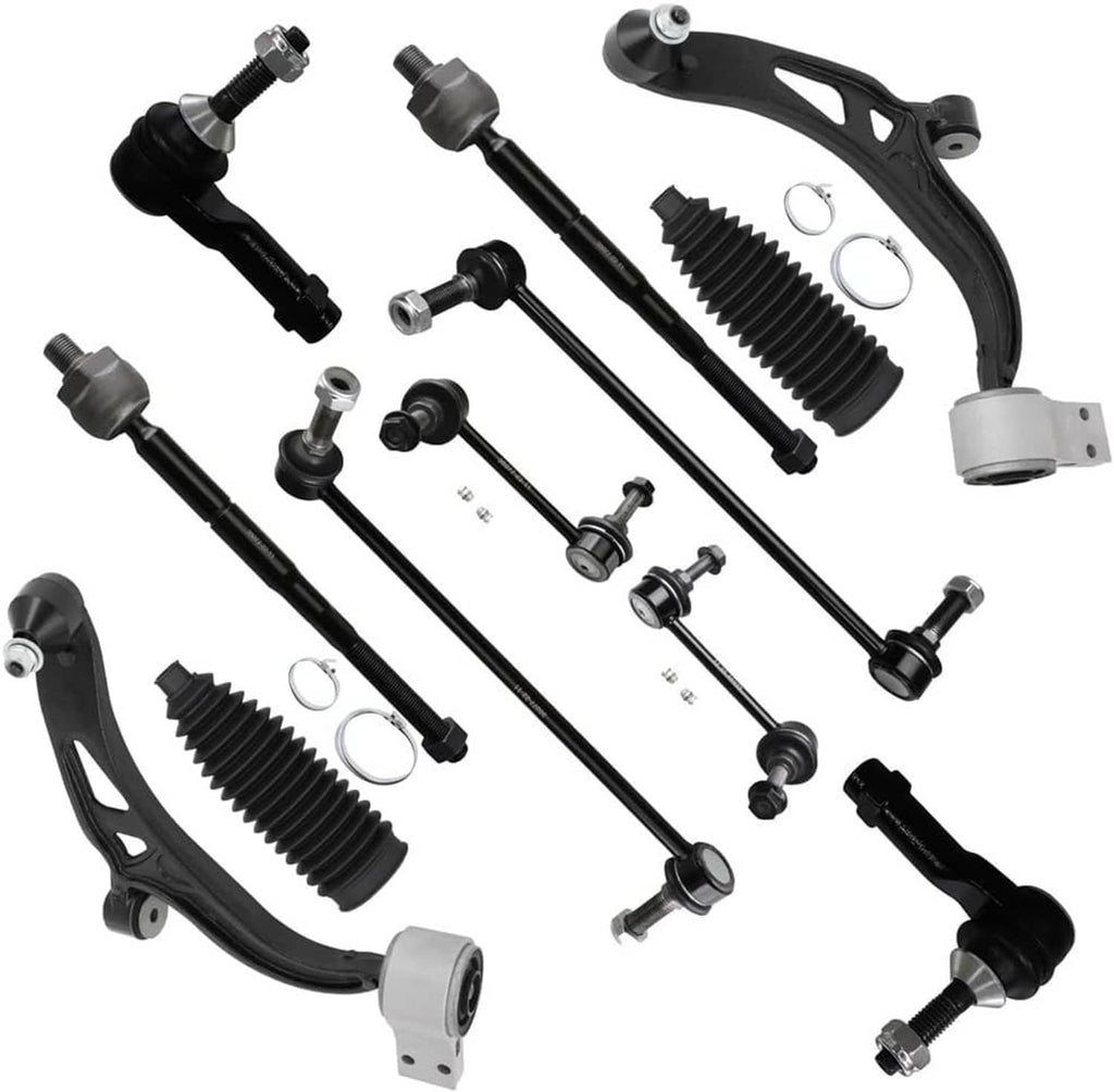 Front suspension steering linkage parts kit with control arms, ball joints, and boots