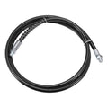 Black grease gun hose with spring-flex coil and metal end fittings, 59 in long