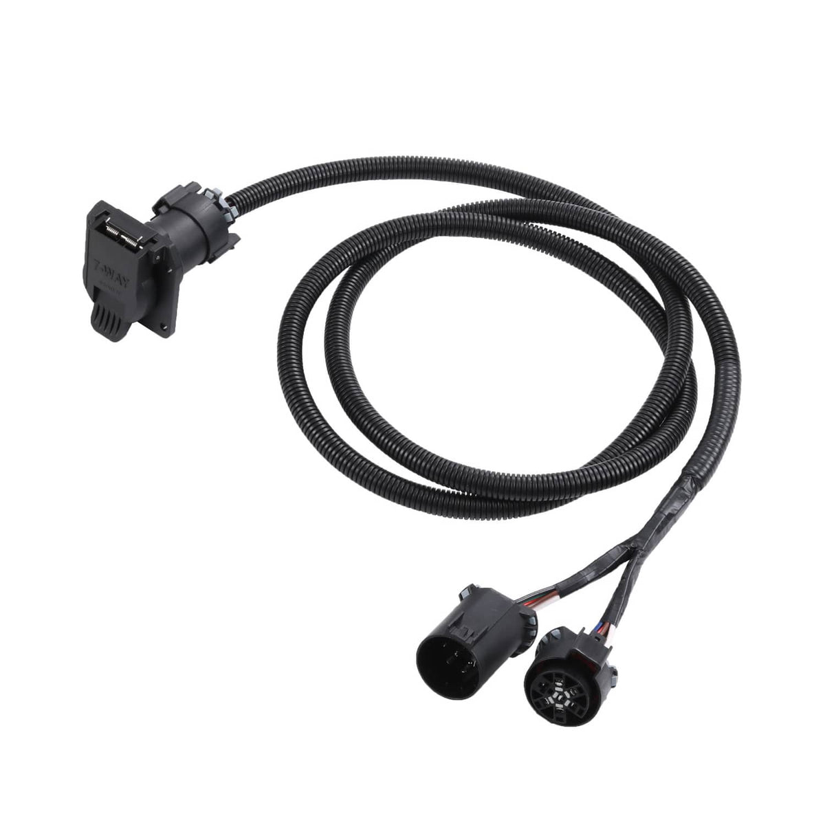T-style electrical connector harness with two plug ends