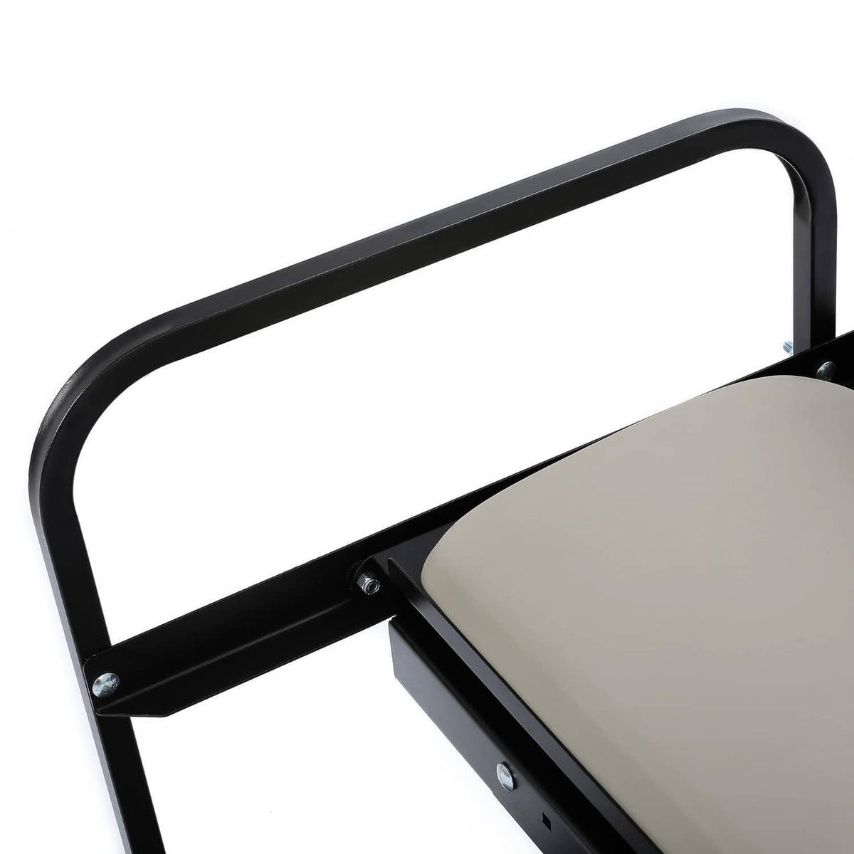 Gray backrest seat panel with black support bar and mounting hardware