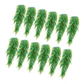 Artificial hanging Boston fern bushes, green fronds in a set of multiple pieces