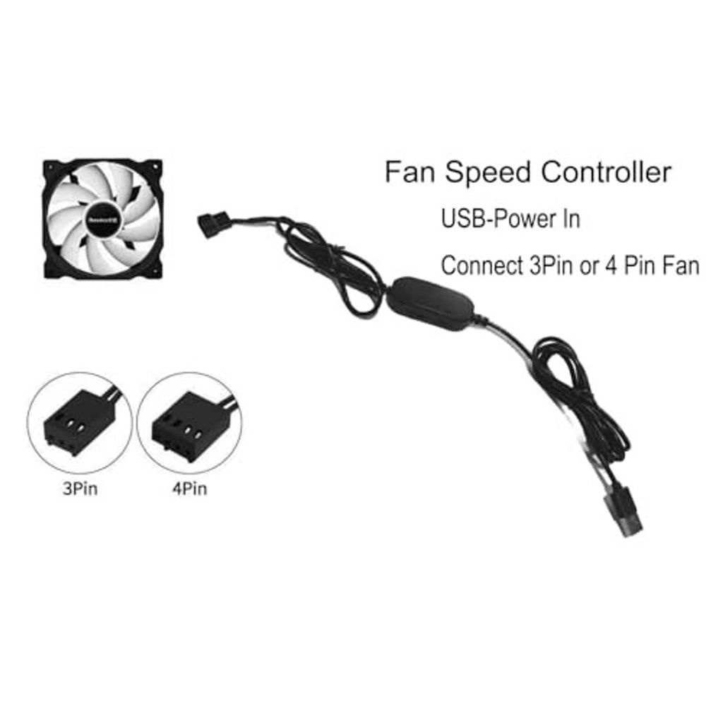Fan speed controller USB power-in adapter with connect cable for 3-pin or 4-pin fans