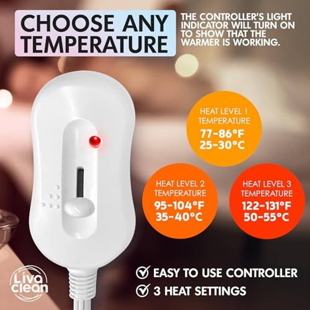 Massage table warmer heating controller with indicator light and three heat settings