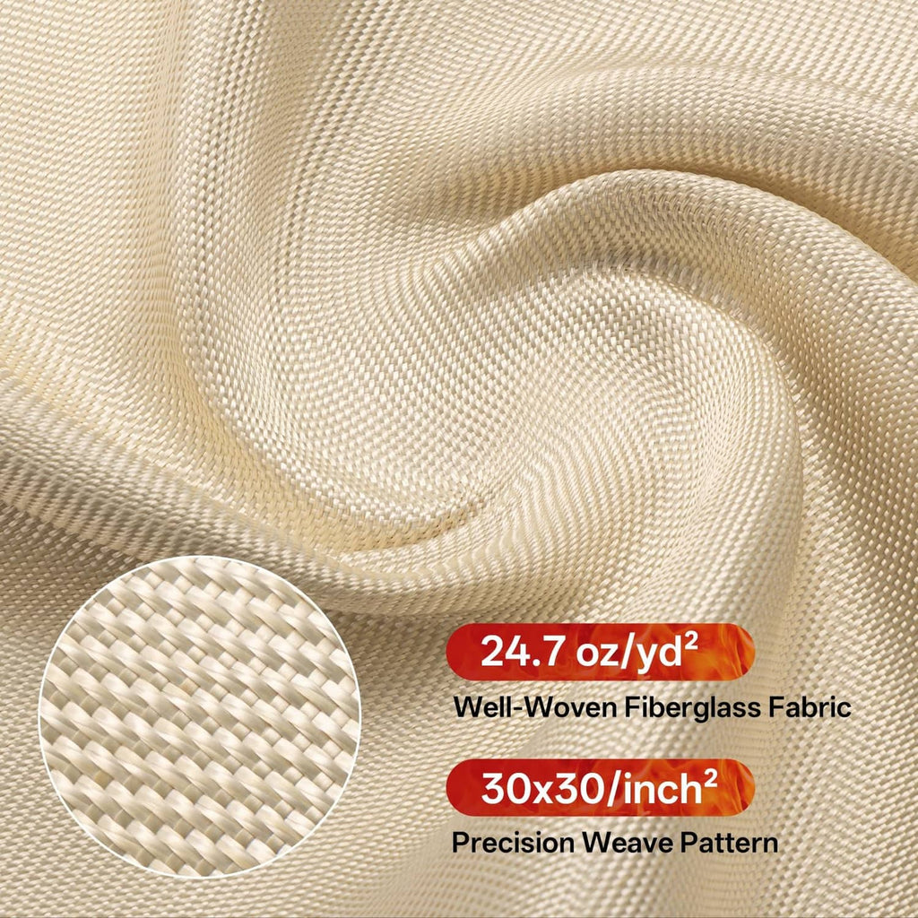 Golden fire-resistant welding blanket fabric weave texture close-up
