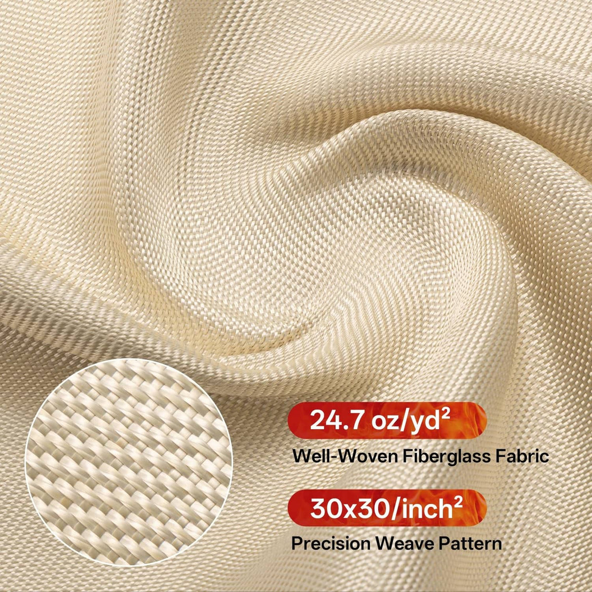Golden fire-resistant welding blanket fabric weave texture close-up