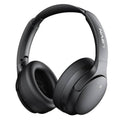 Black over-ear wireless active noise cancelling headphones with padded ear cups and headband