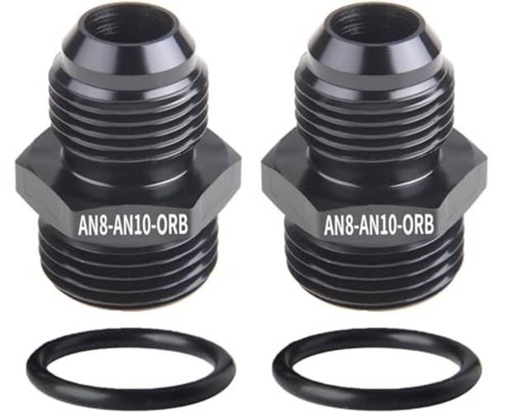 Two black AN8-AN10 ORB male adapters with O-ring gaskets