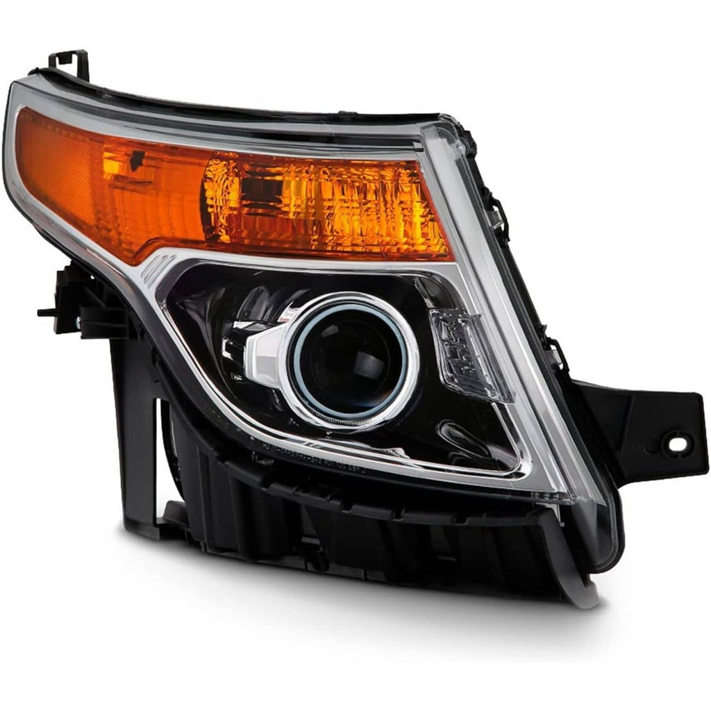 Passenger-side halogen headlight with amber turn signal and clear projector lens
