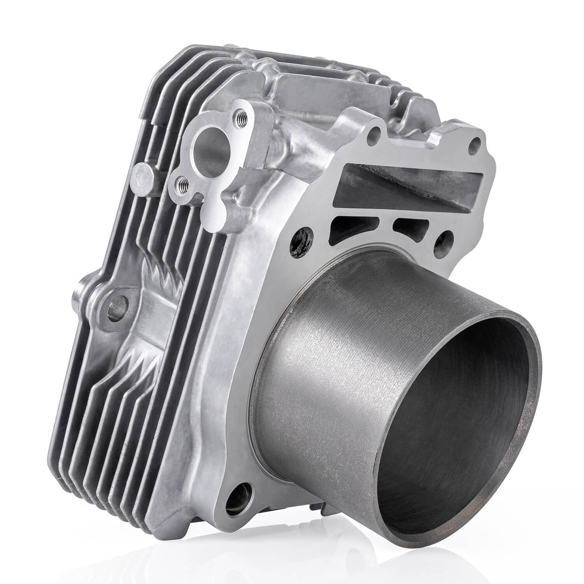 Aluminum cylinder assembly with mounting flange and cooling fins