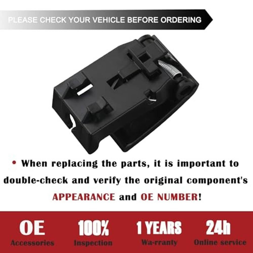 Black hood release pull handle mechanism with spring hardware and mounting clips