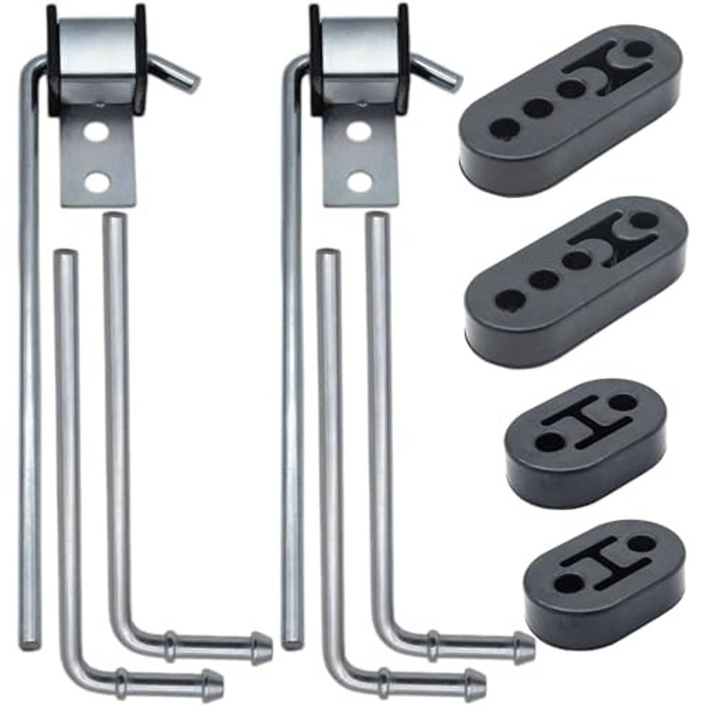 Adjustable exhaust hanger rods with metal brackets and black EPDM rubber bushings