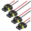 4-pack headlight wiring harness connectors with red and black wires, female plug