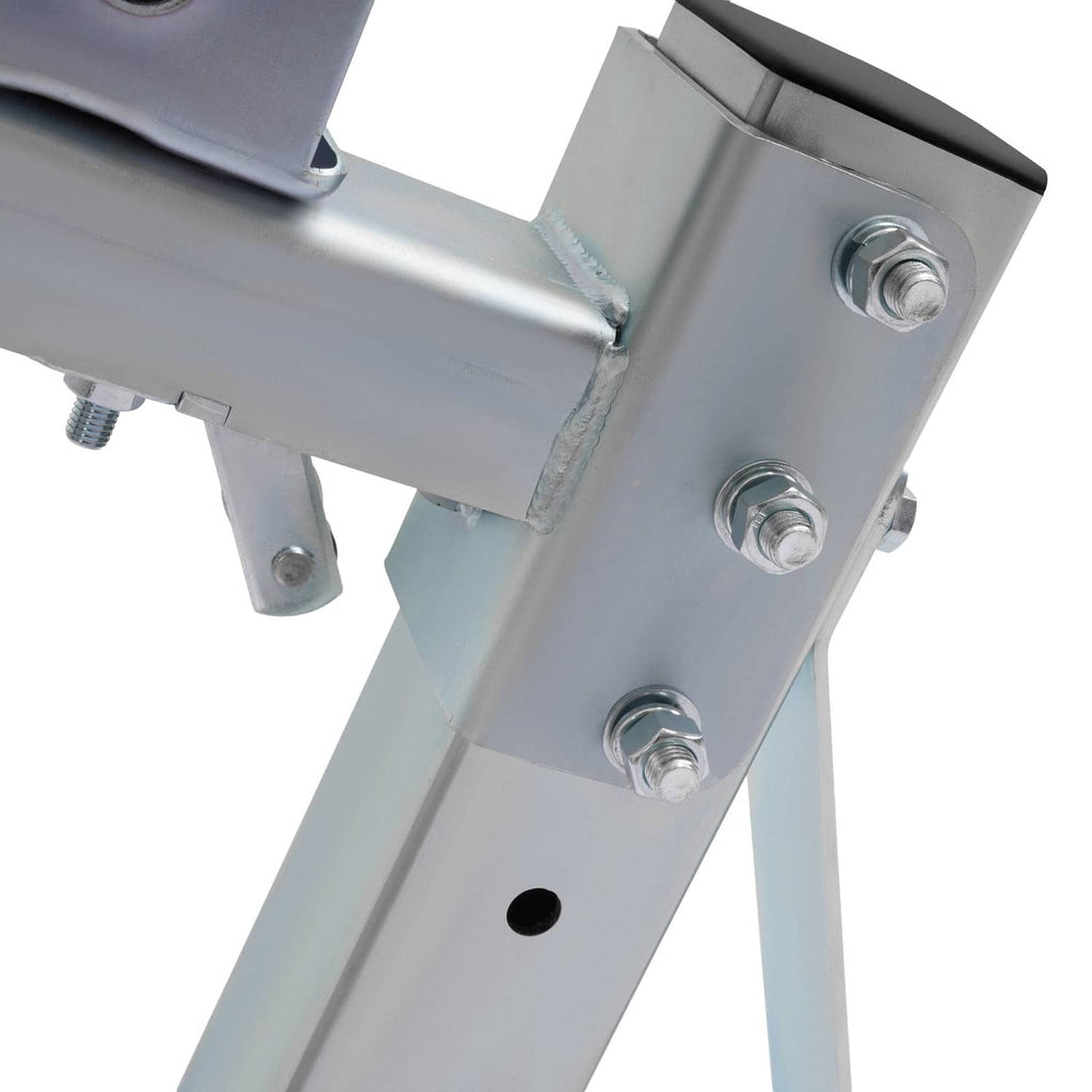 Galvanized steel winch stand bracket with mounting bolts, heavy-duty steel frame