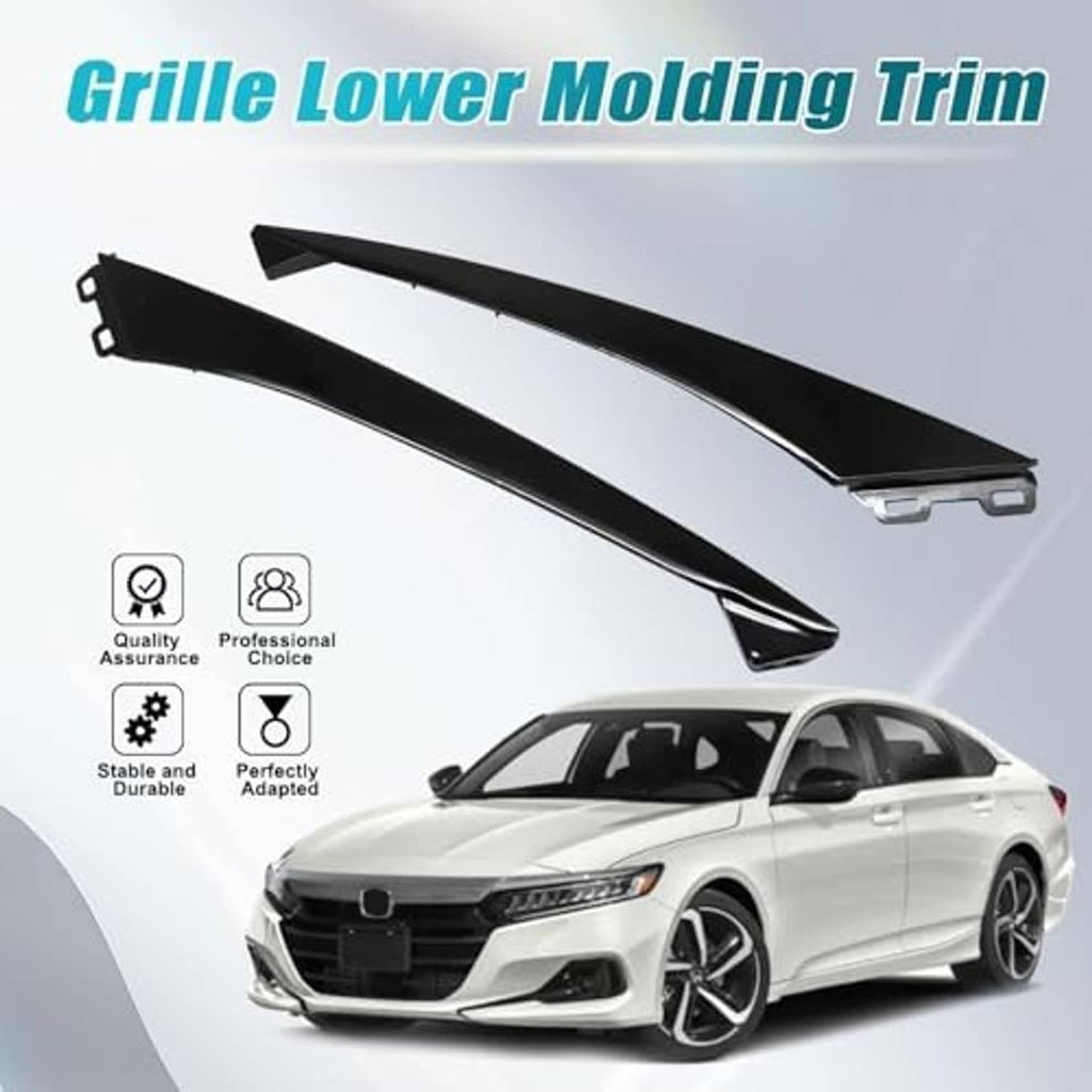 Black front lower grille molding trim bars with clip mounts