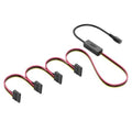 DC 5.5x2.5mm to SATA power splitter cable with four SATA connectors and DC barrel plug