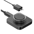 Black smart ring charging dock with round cradle and connected cable