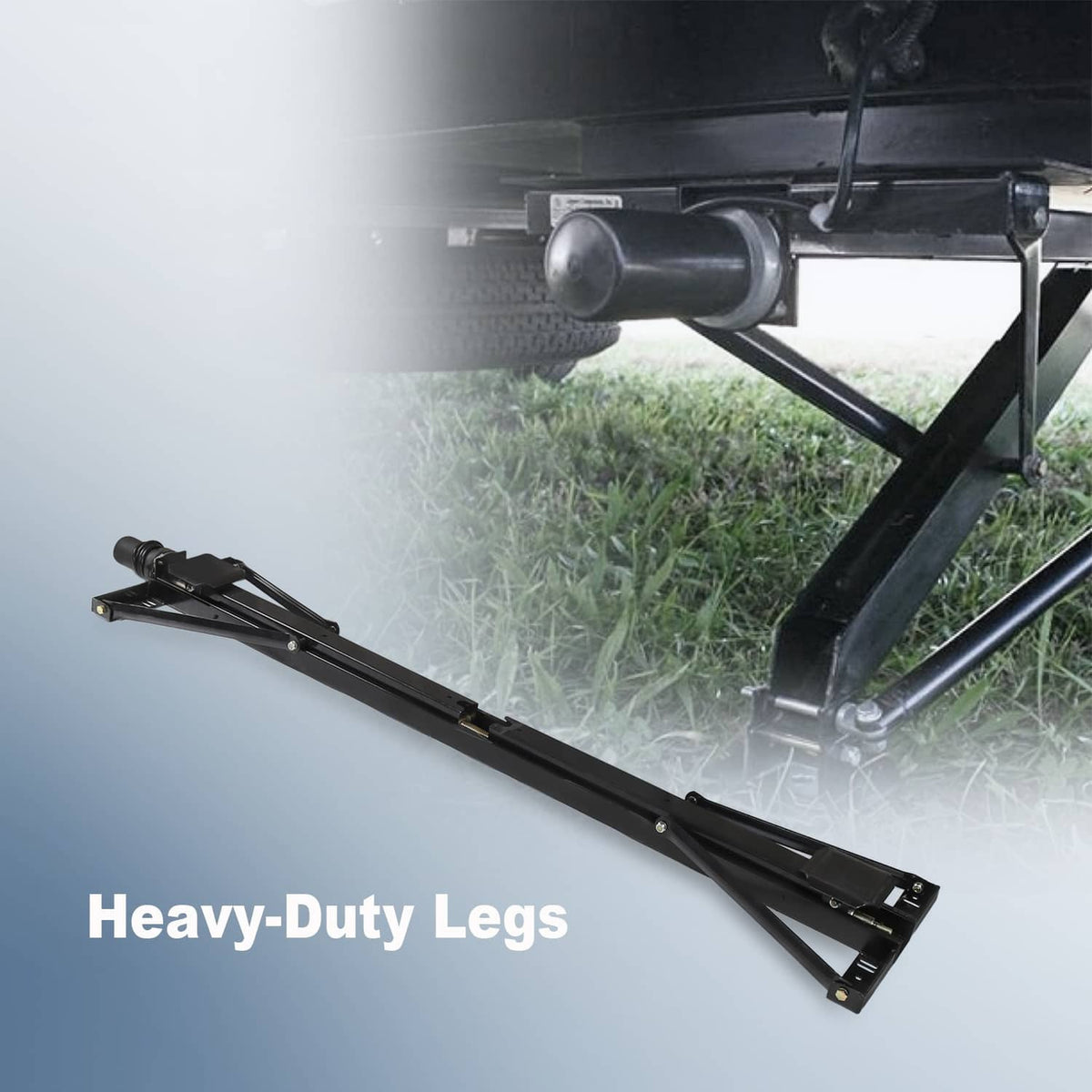 Heavy-duty universal trailer stabilizer jack stand with extended black legs