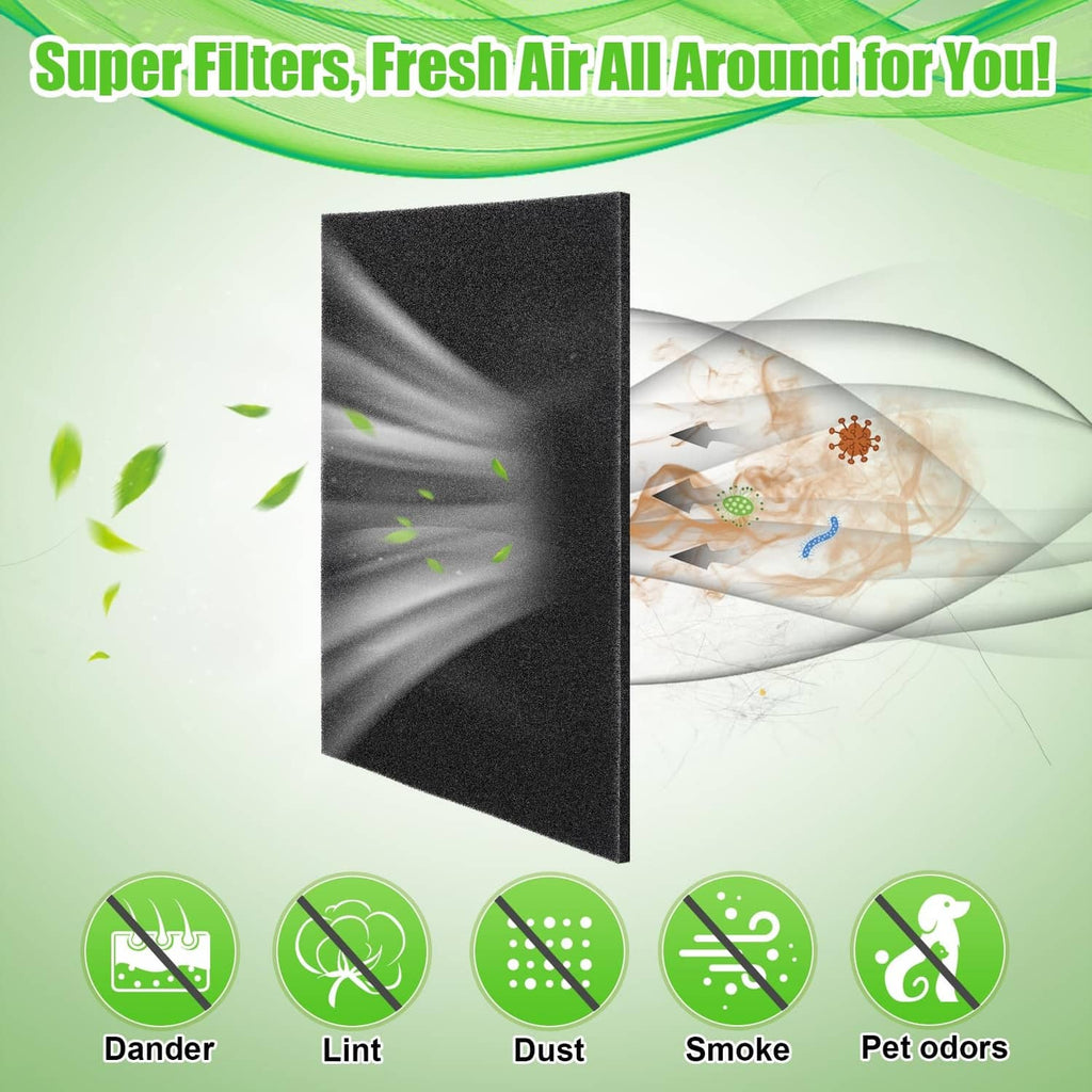 Black foam filter pad with airflow passing through