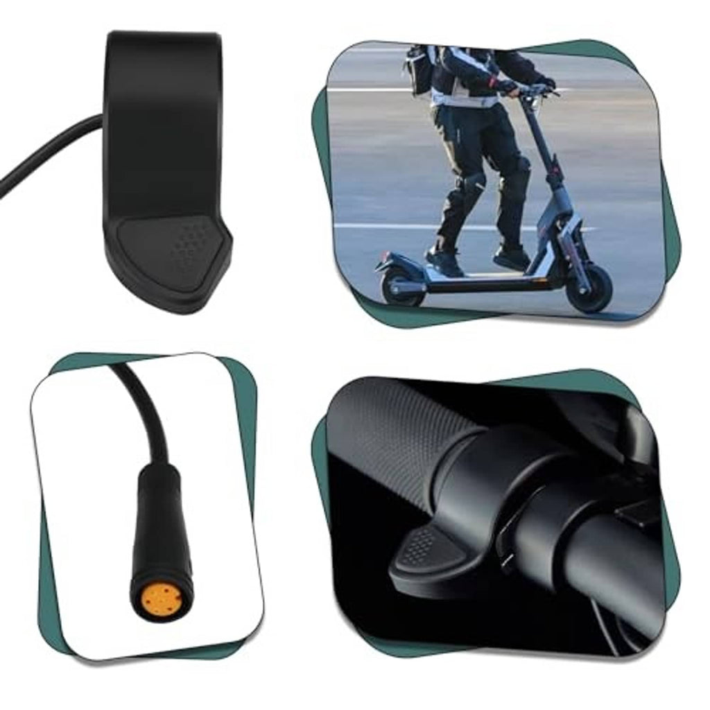 Black thumb throttle speed control knob with attached cable and textured thumb grip