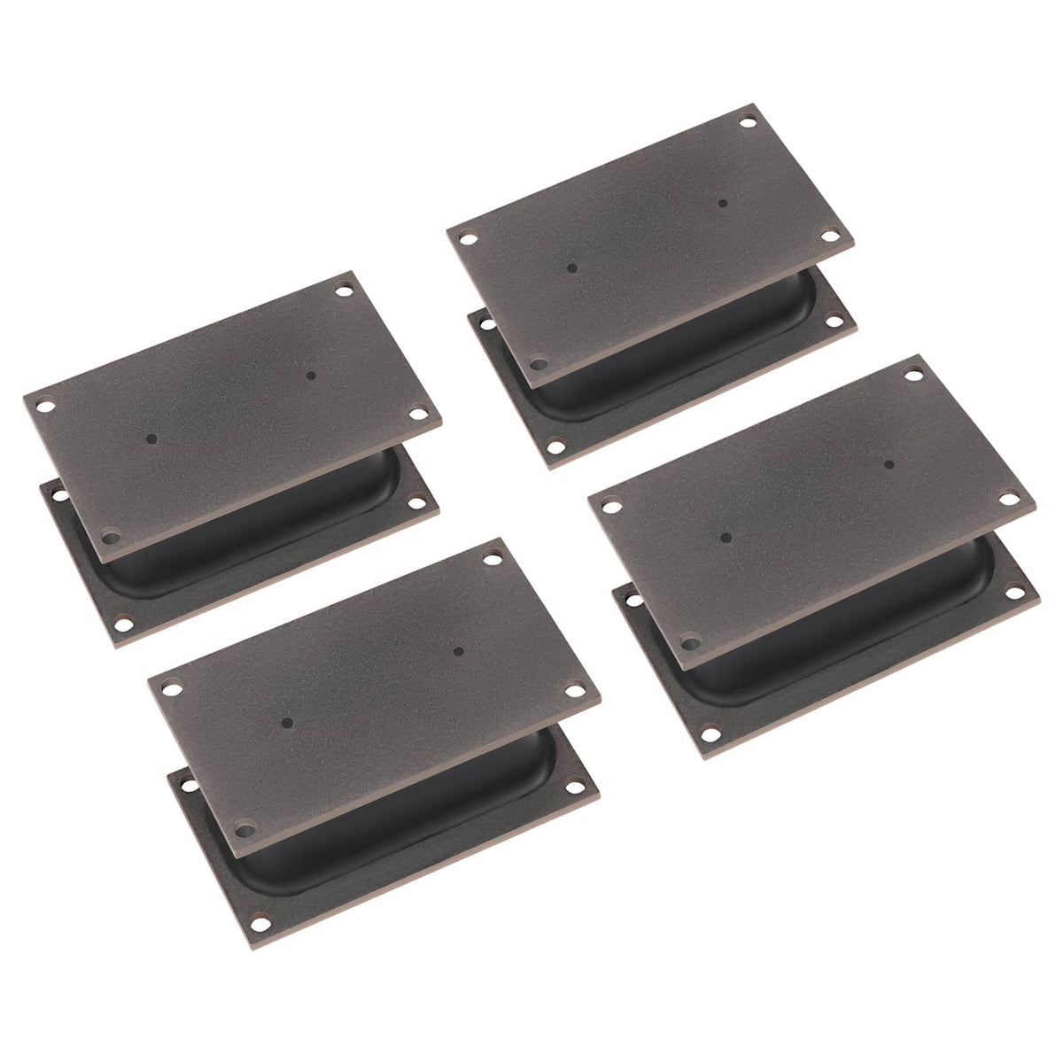 Set of 4 rubber shock mount isolators with metal plates and corner mounting holes