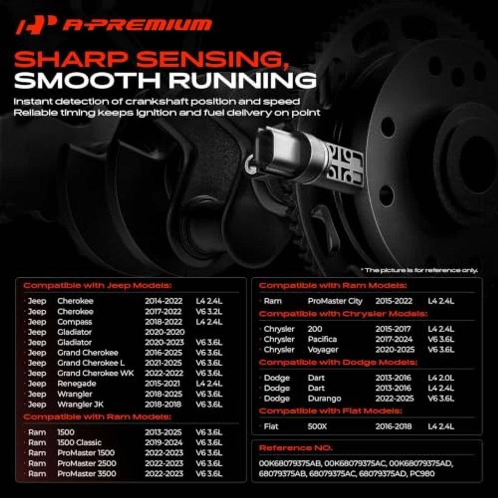 Crankshaft position sensor retail box with illustrated sensor component diagrams