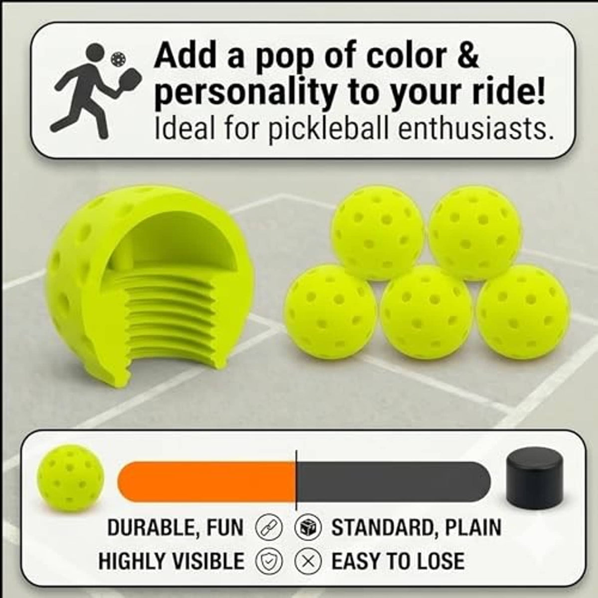 Five lime-green valve stem caps with ball-like texture and visible threads (5-pack).