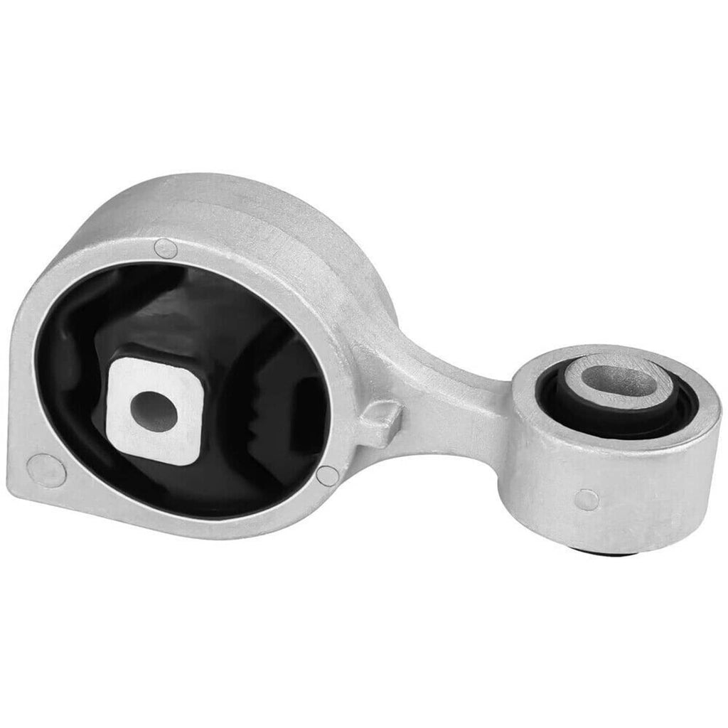 Front engine torque strut mount assembly, silver metal arm with dual black bushings