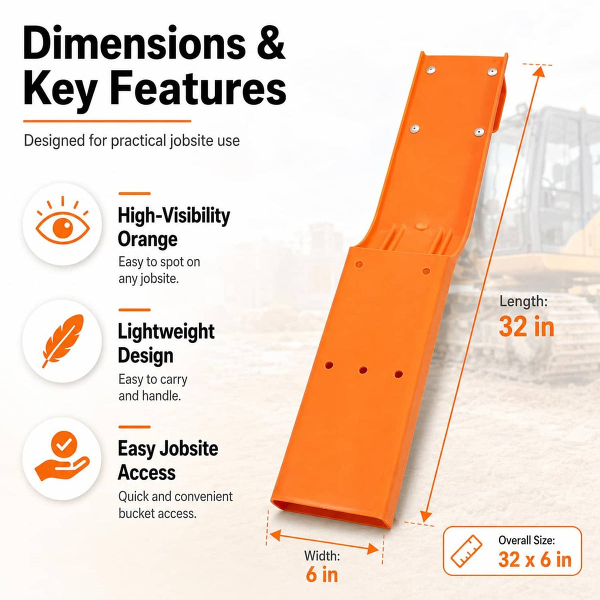 Orange chainsaw scabbard, 32 in length, open end with mounting holes