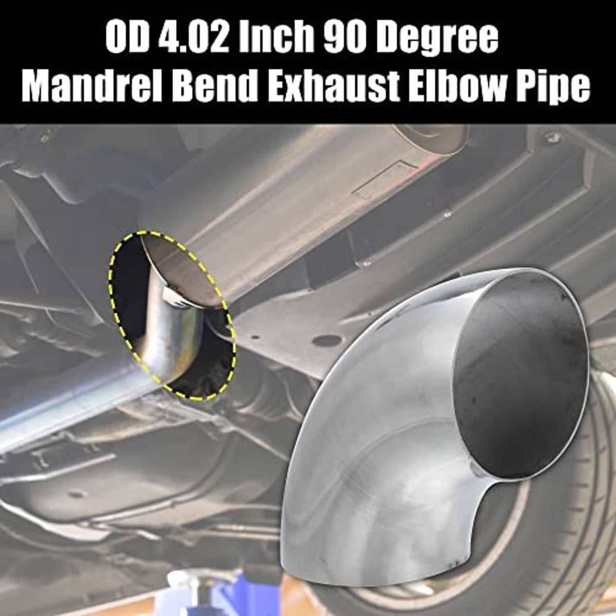 Stainless steel 90-degree mandrel bend exhaust elbow with round outlet openings